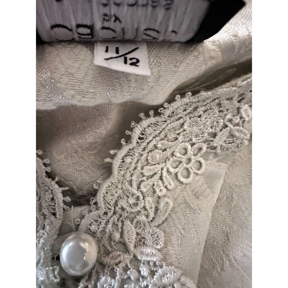 Cachet Bari Protas Light Mint Tapestry Lace Puff Sleeves Button Up Blouse‎ 11/12 - Picture 7 of 8